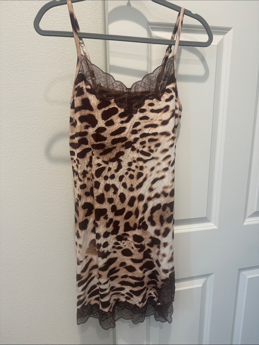 Soma Leopard Print Lace-Trim nighty